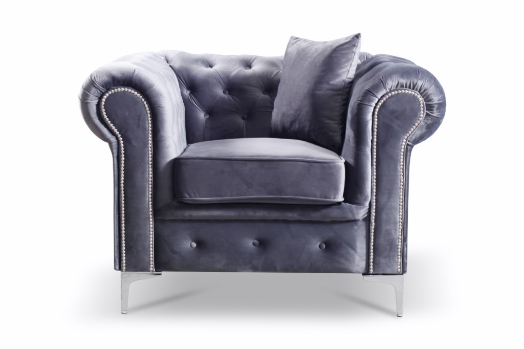 Enchanted Grey Plush Club Chair 